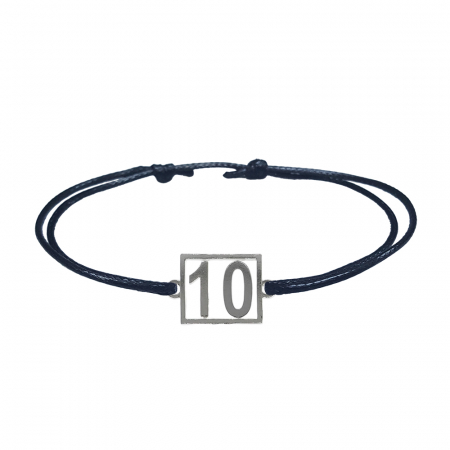 Cu cifre aniversare - Bratara snur negru personalizata Cifra 10 argint numar norocos cifre aniversare 10251_0260 Dras