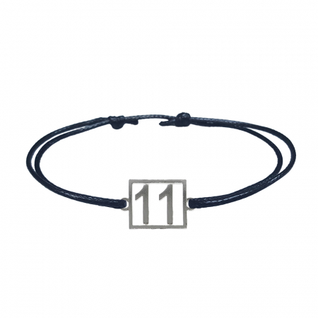 Cu cifre aniversare - Bratara snur negru personalizata Cifra 11 argint numar norocos cifre aniversare 10251_1260 Dras
