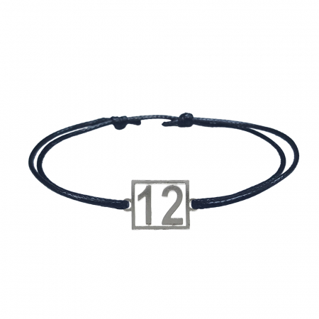 Cu cifre aniversare - Bratara snur negru personalizata Cifra 12 argint numar norocos cifre aniversare 10251_2260 Dras