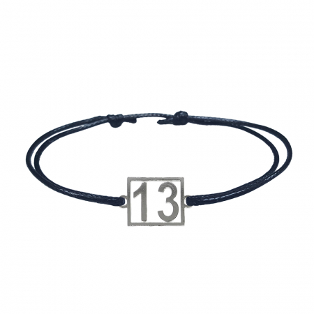 Cu cifre aniversare - Bratara snur negru personalizata Cifra 13 argint numar norocos cifre aniversare 10251_3260 Dras