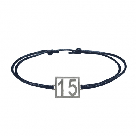 Cu cifre aniversare - Bratara snur negru personalizata Cifra 15 argint numar norocos cifre aniversare 10251_5260 Dras