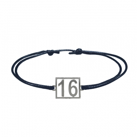Cu cifre aniversare - Bratara snur negru personalizata Cifra 16 argint numar norocos cifre aniversare 10251_6260 Dras