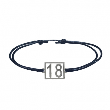 Cu cifre aniversare - Bratara snur negru personalizata Cifra 18 argint numar norocos cifre aniversare 10251_8260 Dras