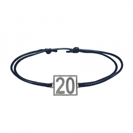 Cu cifre aniversare - Bratara snur negru personalizata Cifra 20 argint numar norocos cifre aniversare 10252_0260 Dras