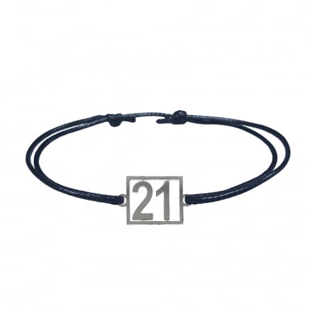 Cu cifre aniversare - Bratara snur negru personalizata Cifra 21 argint numar norocos cifre aniversare 10252_1260 Dras