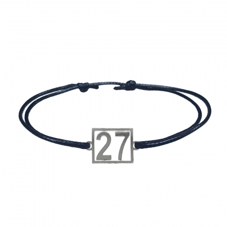 Cu cifre aniversare - Bratara snur negru personalizata Cifra 27 argint numar norocos cifre aniversare 10252_7260 Dras