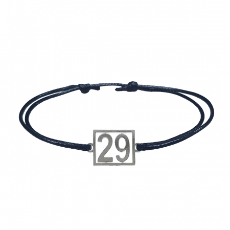 Cu cifre aniversare - Bratara snur negru personalizata Cifra 29 argint numar norocos cifre aniversare 10252_9260 Dras