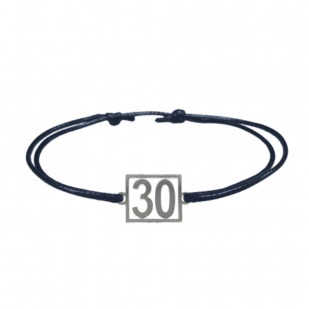 Cu cifre aniversare - Bratara snur negru personalizata Cifra 30 argint numar norocos cifre aniversare 10253_0260 Dras