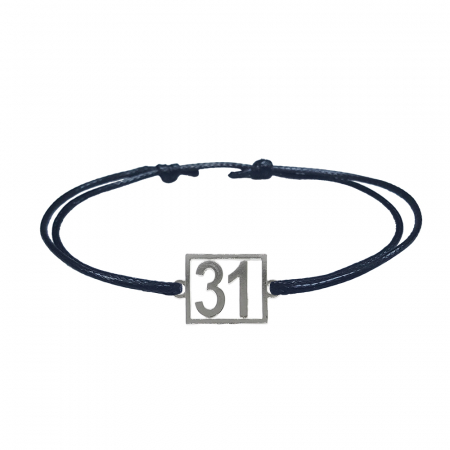 Cu cifre aniversare - Bratara snur negru personalizata Cifra 31 argint numar norocos cifre aniversare 10253_1260 Dras