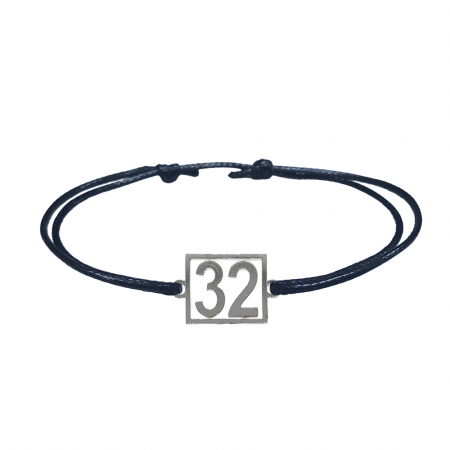 Cu cifre aniversare - Bratara snur negru personalizata Cifra 32 argint numar norocos cifre aniversare 10253_2260 Dras