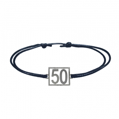 Cu cifre aniversare - Bratara snur negru personalizata Cifra 50 argint numar norocos cifre aniversare 10255_0260 Dras