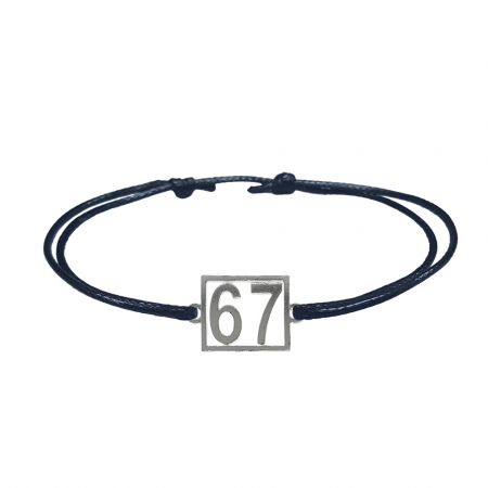 Cu cifre aniversare - Bratara snur negru personalizata Cifra 67 argint numar norocos cifre aniversare 10256_7260 Dras