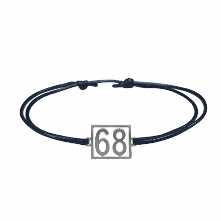 Cu cifre aniversare - Bratara snur negru personalizata Cifra 68 argint numar norocos cifre aniversare 10256_8260 Dras