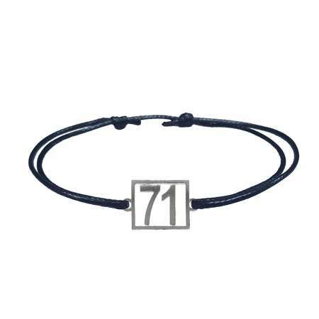 Cu cifre aniversare - Bratara snur negru personalizata Cifra 71 argint numar norocos cifre aniversare 10247_1260 Dras