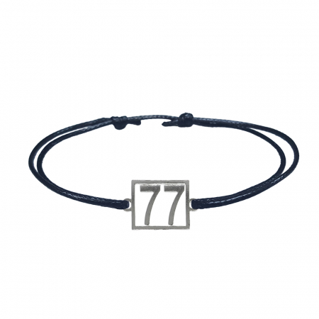 Cu cifre aniversare - Bratara snur negru personalizata Cifra 77 argint numar norocos cifre aniversare 10247_7260 Dras