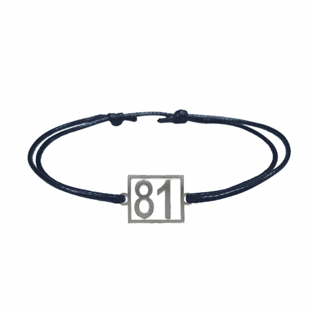 Cu cifre aniversare - Bratara snur negru personalizata Cifra 81 argint numar norocos cifre aniversare 10248_1260 Dras
