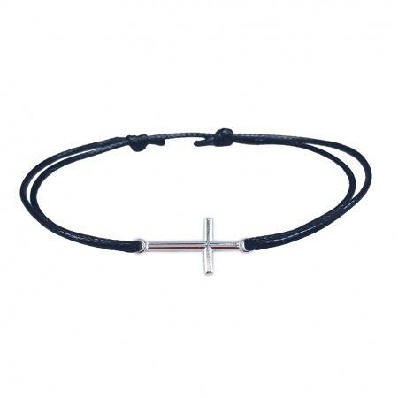 Bratari - Bratara snur negru personalizata cruciulita argint 4204150 Dras