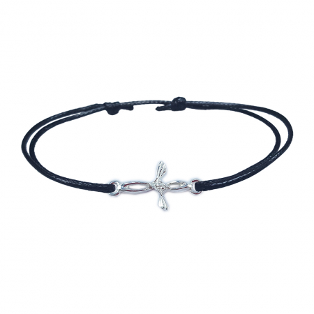 Bratari - Bratara snur negru personalizata cruciulita argint 4240100 Dras