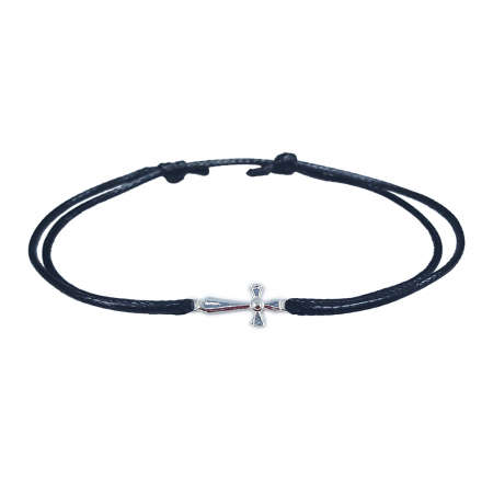 Bratari - Bratara snur negru personalizata cruciulita argint 4299060 Dras