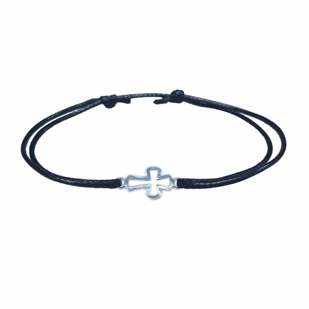 Bratari - Bratara snur negru personalizata cruciulita argint 4521070 Dras