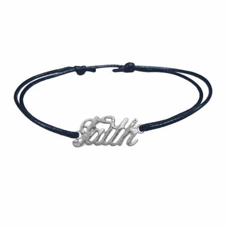 Cu diverse motive - Bratara snur negru personalizata Faith - Credinta argint 10051450 Dras