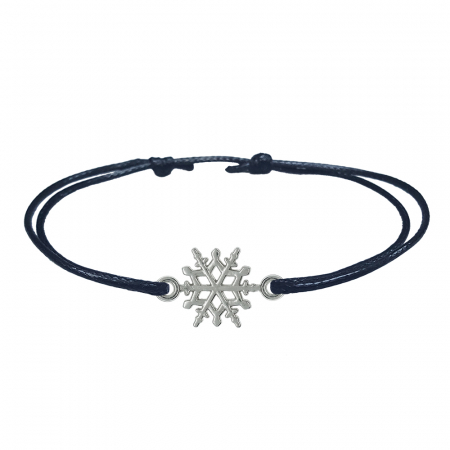 Cu diverse motive - Bratara snur negru personalizata Fulg argint 10023150 Dras