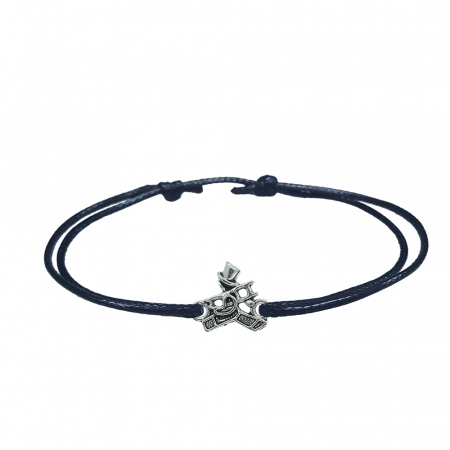 Cu talismane - Bratara snur negru personalizata Hornar - cosar argint 10171140 Dras