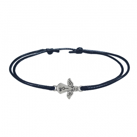 Cu tematica religioasa - Bratara snur negru personalizata Ingeras argint 9751120 Dras