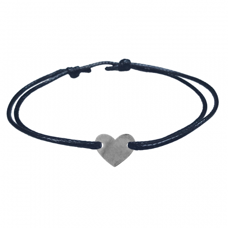 Cu tematica iubire - Bratara snur negru personalizata Inimioara argint 10164100 Dras