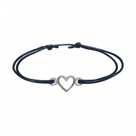 Cu tematica iubire - Bratara snur negru personalizata Inimioara argint 9285100 Dras