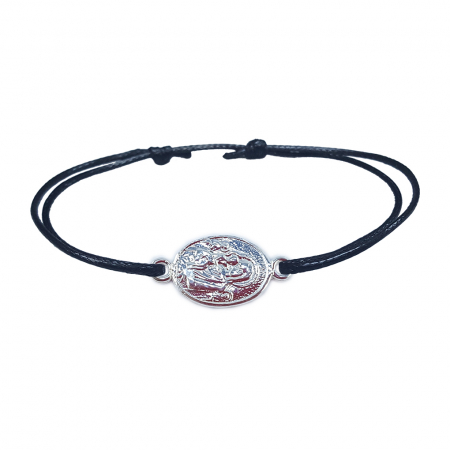 Bratari - Bratara snur negru personalizata medalion Maica Domnului si pruncul Iisus argint 4372150 Dras