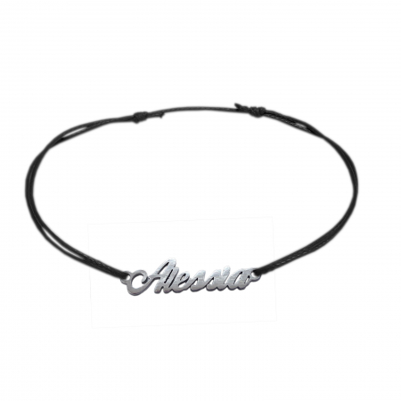 Cu nume - Bratara snur negru personalizata nume Alessia argint 9461100 Dras