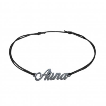 Cu nume - Bratara snur negru personalizata nume Alina argint 9417100 Dras