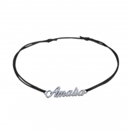 Cu nume - Bratara snur negru personalizata nume Amalia argint 9438100 Dras