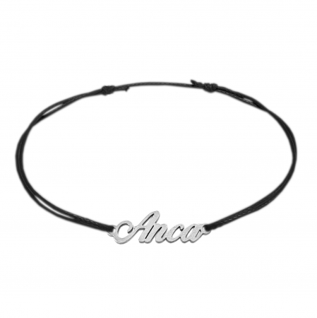 Cu nume - Bratara snur negru personalizata nume Anca argint 9430100 Dras