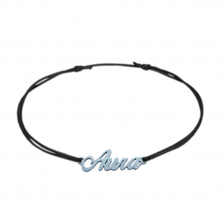 Cu nume - Bratara snur negru personalizata nume Aura argint 9418100 Dras