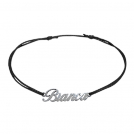 Cu nume - Bratara snur negru personalizata nume Bianca argint 9450100 Dras