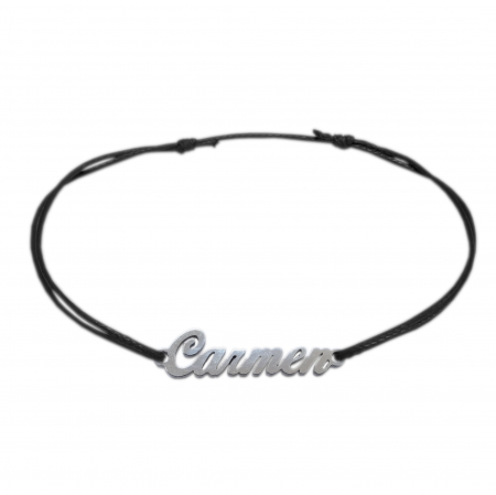 Cu nume - Bratara snur negru personalizata nume Carmen argint 9445100 Dras