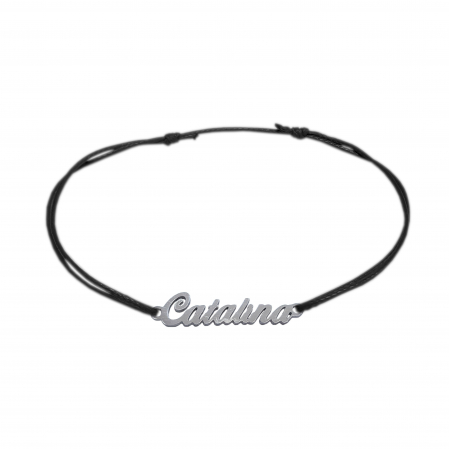 Cu nume - Bratara snur negru personalizata nume Catalina argint 9462100 Dras