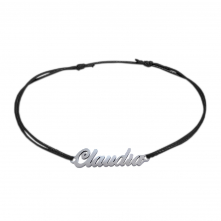 Cu nume - Bratara snur negru personalizata nume Claudia argint 9437100 Dras