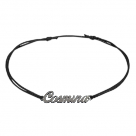 Cu nume - Bratara snur negru personalizata nume Cosmina argint 9460100 Dras