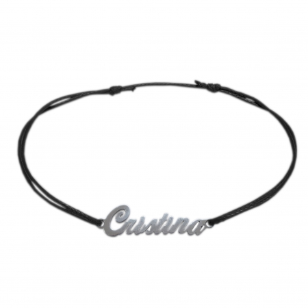 Cu nume - Bratara snur negru personalizata nume Cristina argint 9446100 Dras