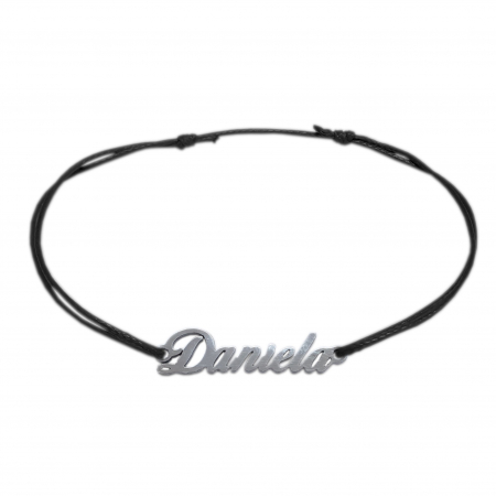 Cu nume - Bratara snur negru personalizata nume Daniela argint 9449100 Dras