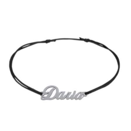 Cu nume - Bratara snur negru personalizata nume Daria argint 9420100 Dras