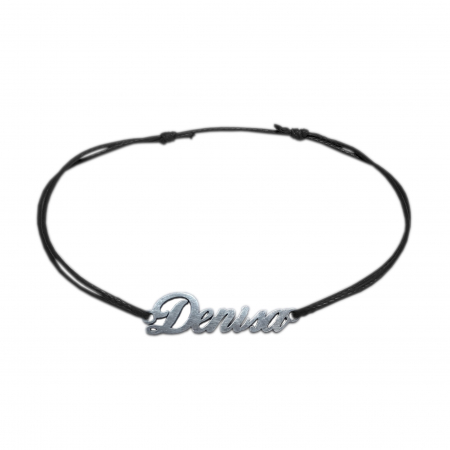 Cu nume - Bratara snur negru personalizata nume Denisa argint 9405100 Dras