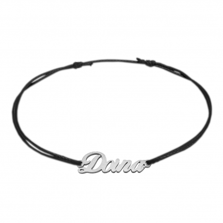 Cu nume - Bratara snur negru personalizata nume Doina argint 9456100 Dras