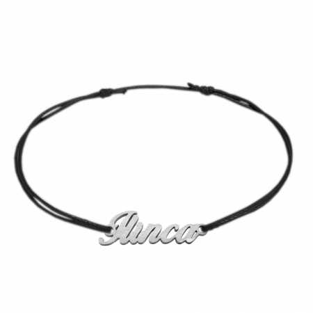 Cu nume - Bratara snur negru personalizata nume Ilinca argint 9455100 Dras