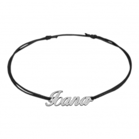 Cu nume - Bratara snur negru personalizata nume Ioana argint 9432100 Dras