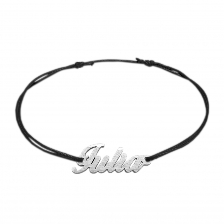 Cu nume - Bratara snur negru personalizata nume Iulia argint 9434100 Dras