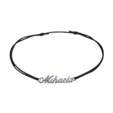 Cu nume - Bratara snur negru personalizata nume Mihaela argint 9439100 Dras